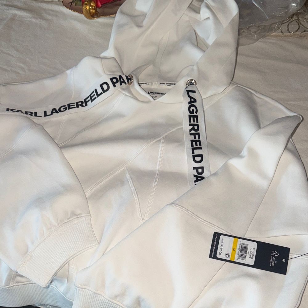 Karl Lagerfeld White Hoodie Sweater
